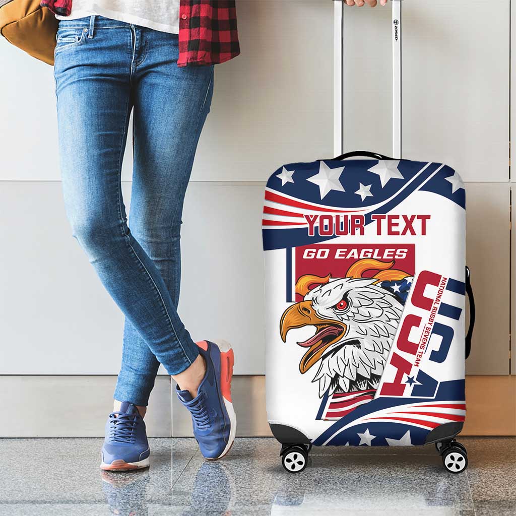 Custom USA Rugby Sevens Luggage Cover Go Eagles Flag Style - Wonder Print Shop