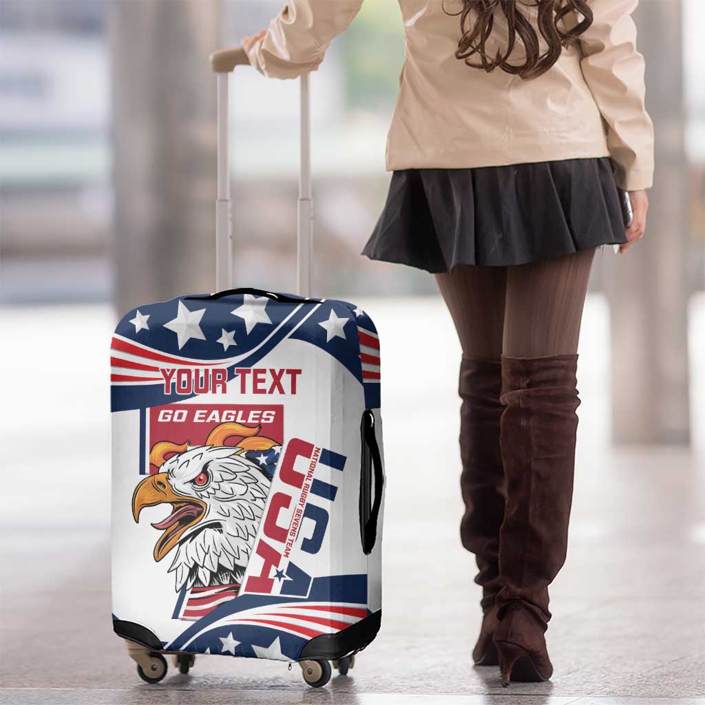Custom USA Rugby Sevens Luggage Cover Go Eagles Flag Style - Wonder Print Shop