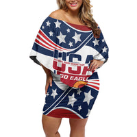 Custom USA Rugby Sevens Off Shoulder Short Dress Go Eagles Flag Style - Wonder Print Shop