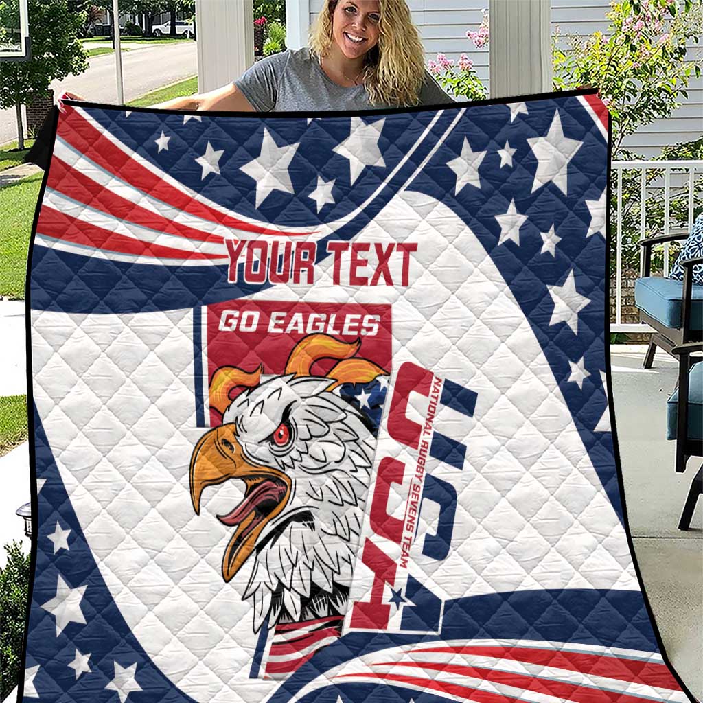 Custom USA Rugby Sevens Quilt Go Eagles Flag Style - Wonder Print Shop