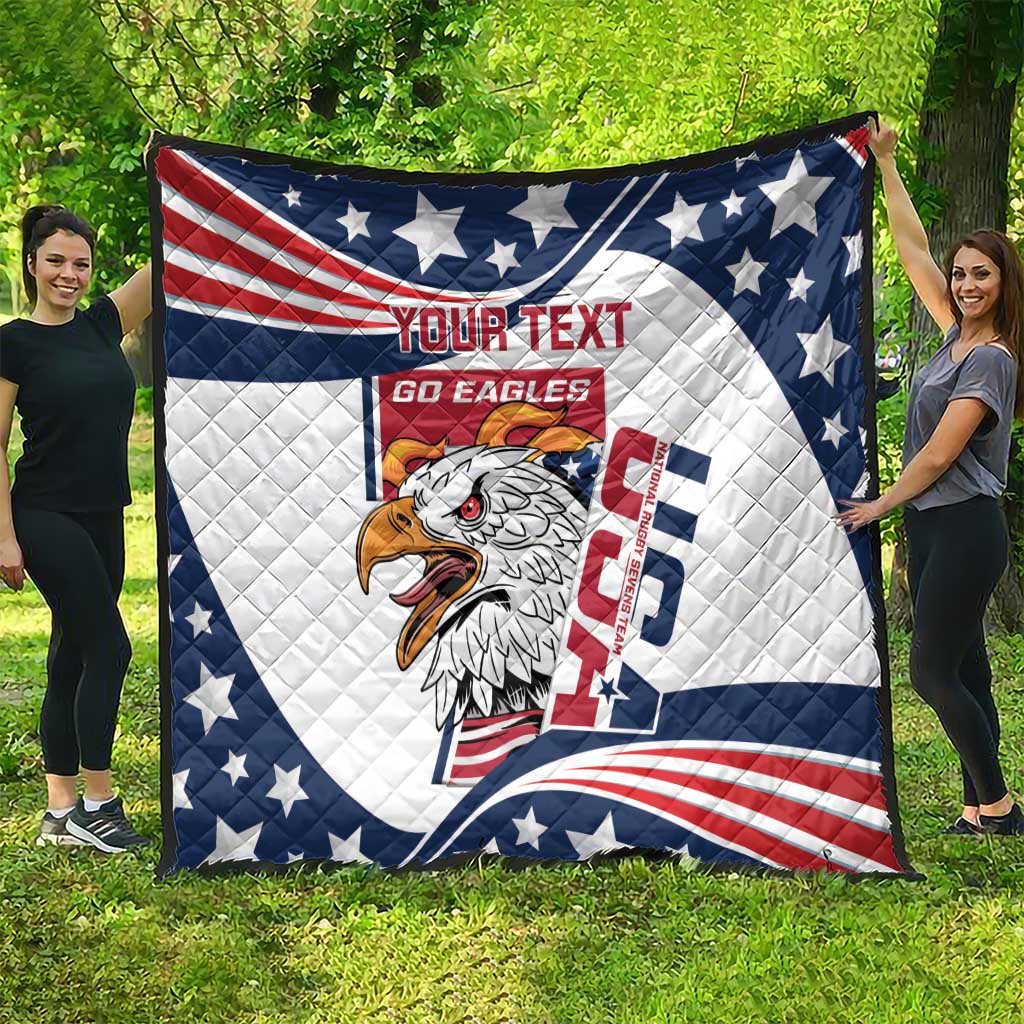 Custom USA Rugby Sevens Quilt Go Eagles Flag Style - Wonder Print Shop