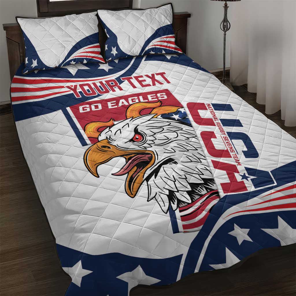 Custom USA Rugby Sevens Quilt Bed Set Go Eagles Flag Style - Wonder Print Shop