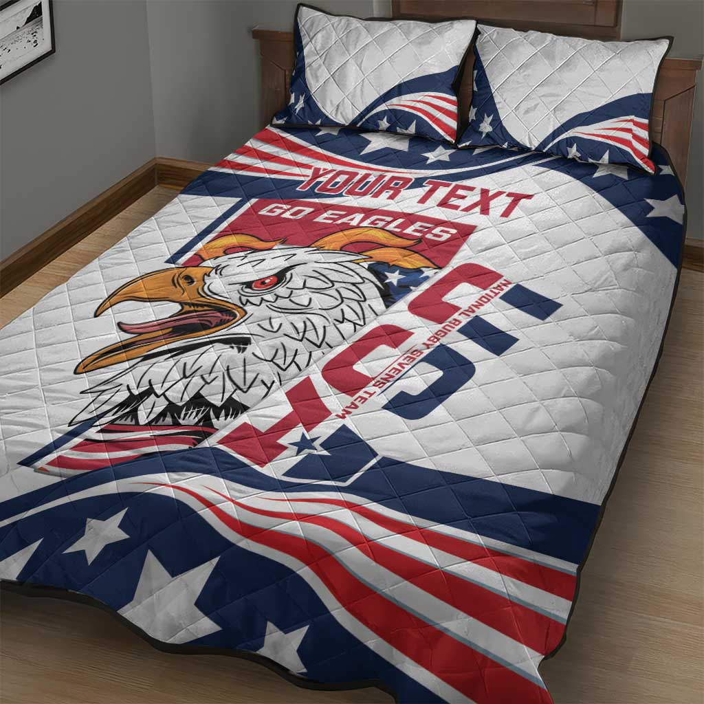 Custom USA Rugby Sevens Quilt Bed Set Go Eagles Flag Style - Wonder Print Shop