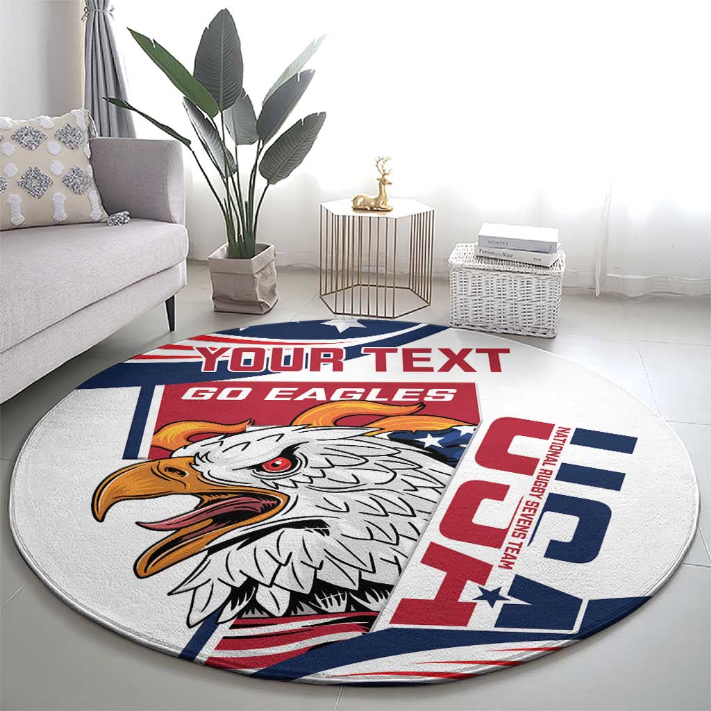 Custom USA Rugby Sevens Round Carpet Go Eagles Flag Style