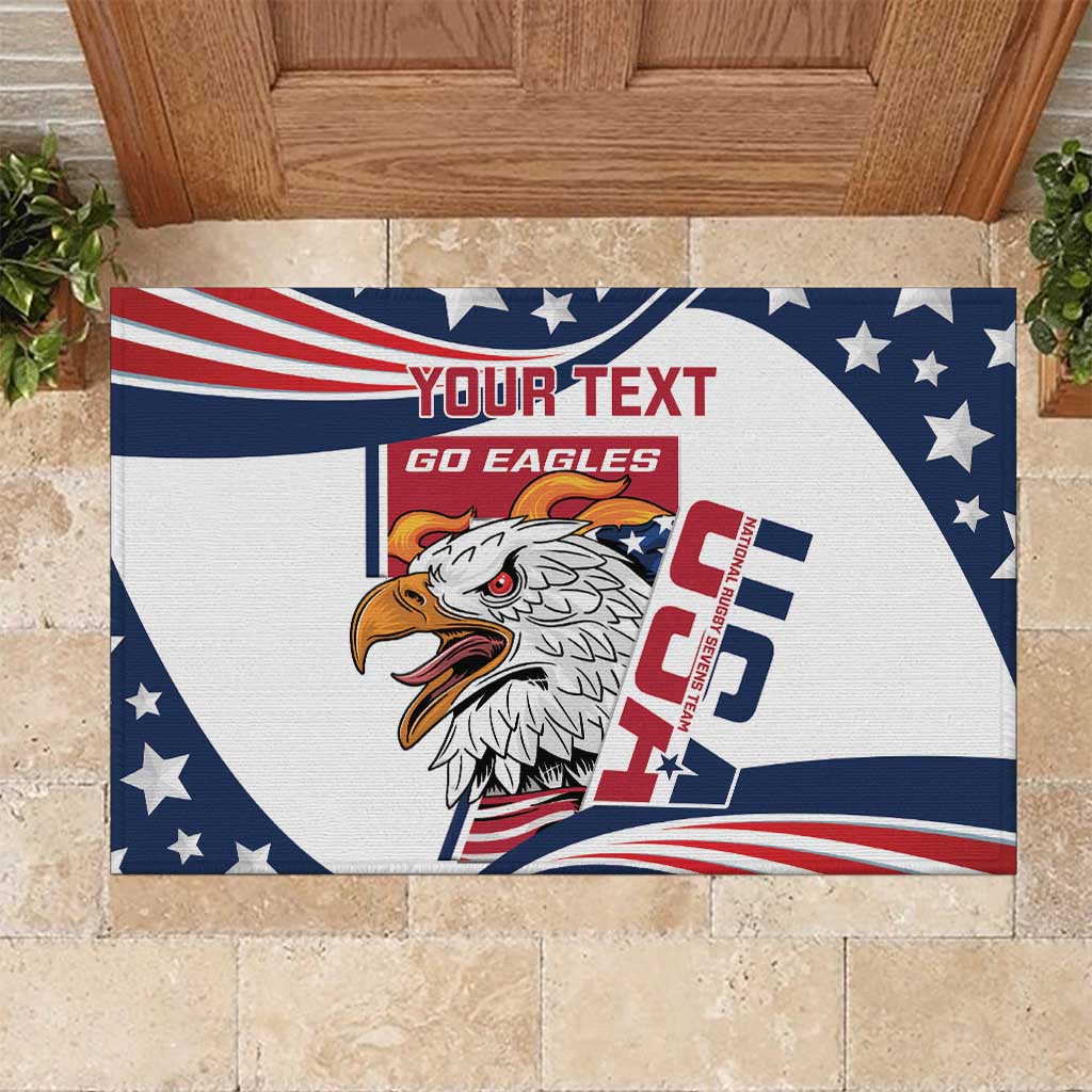 Custom USA Rugby Sevens Rubber Doormat Go Eagles Flag Style - Wonder Print Shop