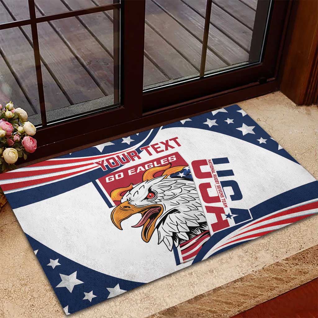 Custom USA Rugby Sevens Rubber Doormat Go Eagles Flag Style - Wonder Print Shop