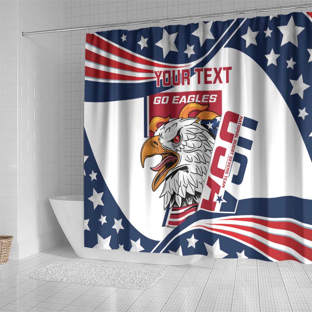 Custom USA Rugby Sevens Shower Curtain Go Eagles Flag Style