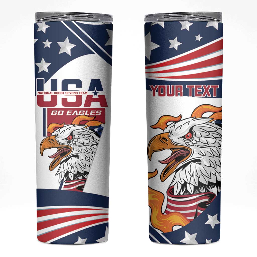 Custom USA Rugby Sevens Skinny Tumbler Go Eagles Flag Style - Wonder Print Shop