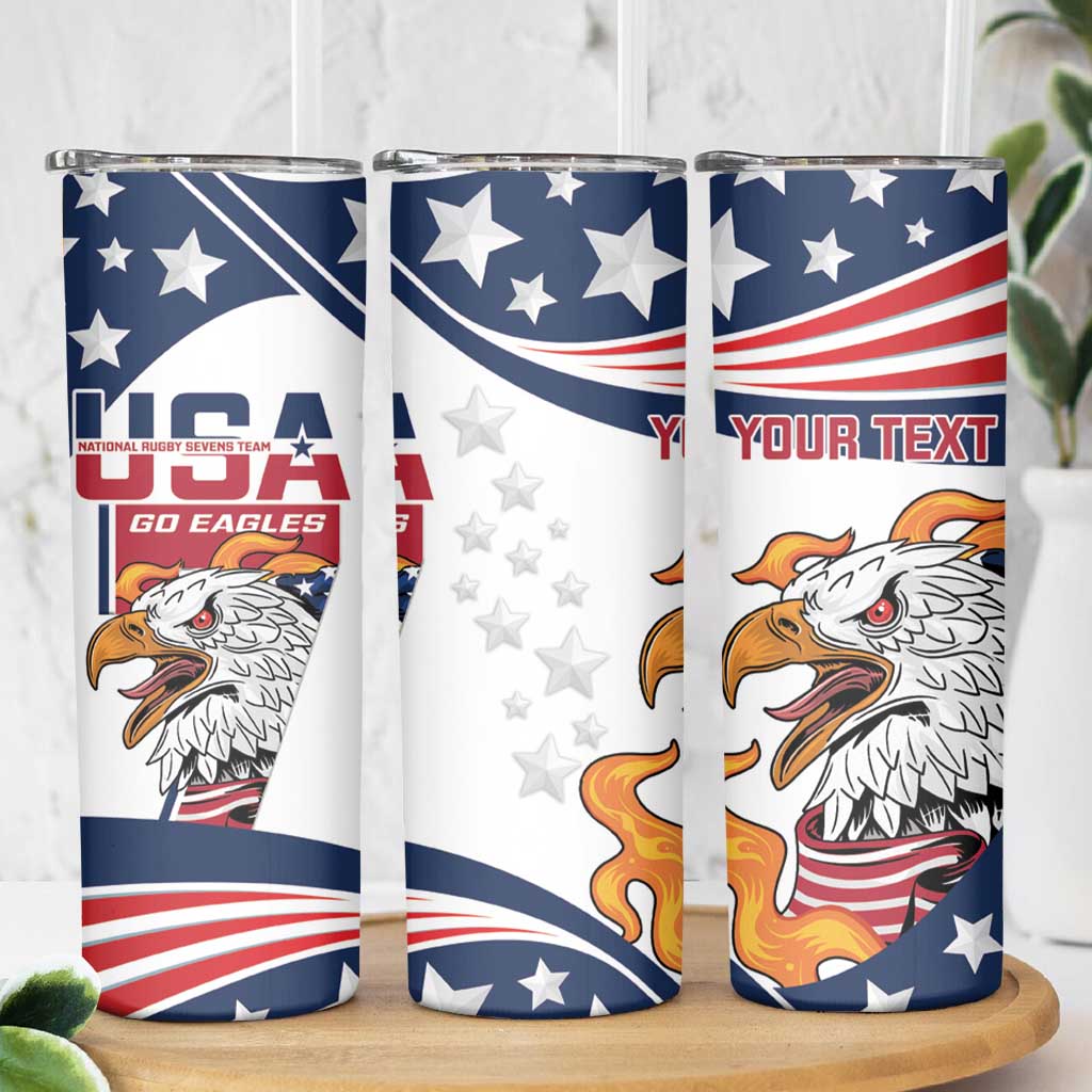Custom USA Rugby Sevens Skinny Tumbler Go Eagles Flag Style - Wonder Print Shop