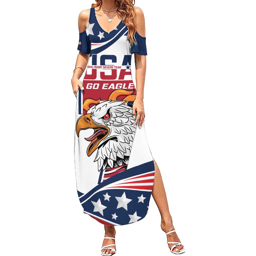 Custom USA Rugby Sevens Summer Maxi Dress Go Eagles Flag Style - Wonder Print Shop