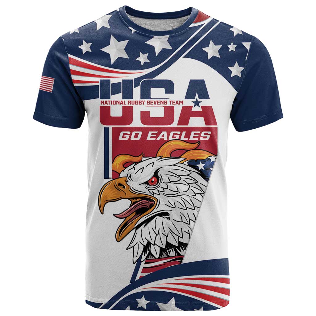 Custom USA Rugby Sevens T Shirt Go Eagles Flag Style - Wonder Print Shop