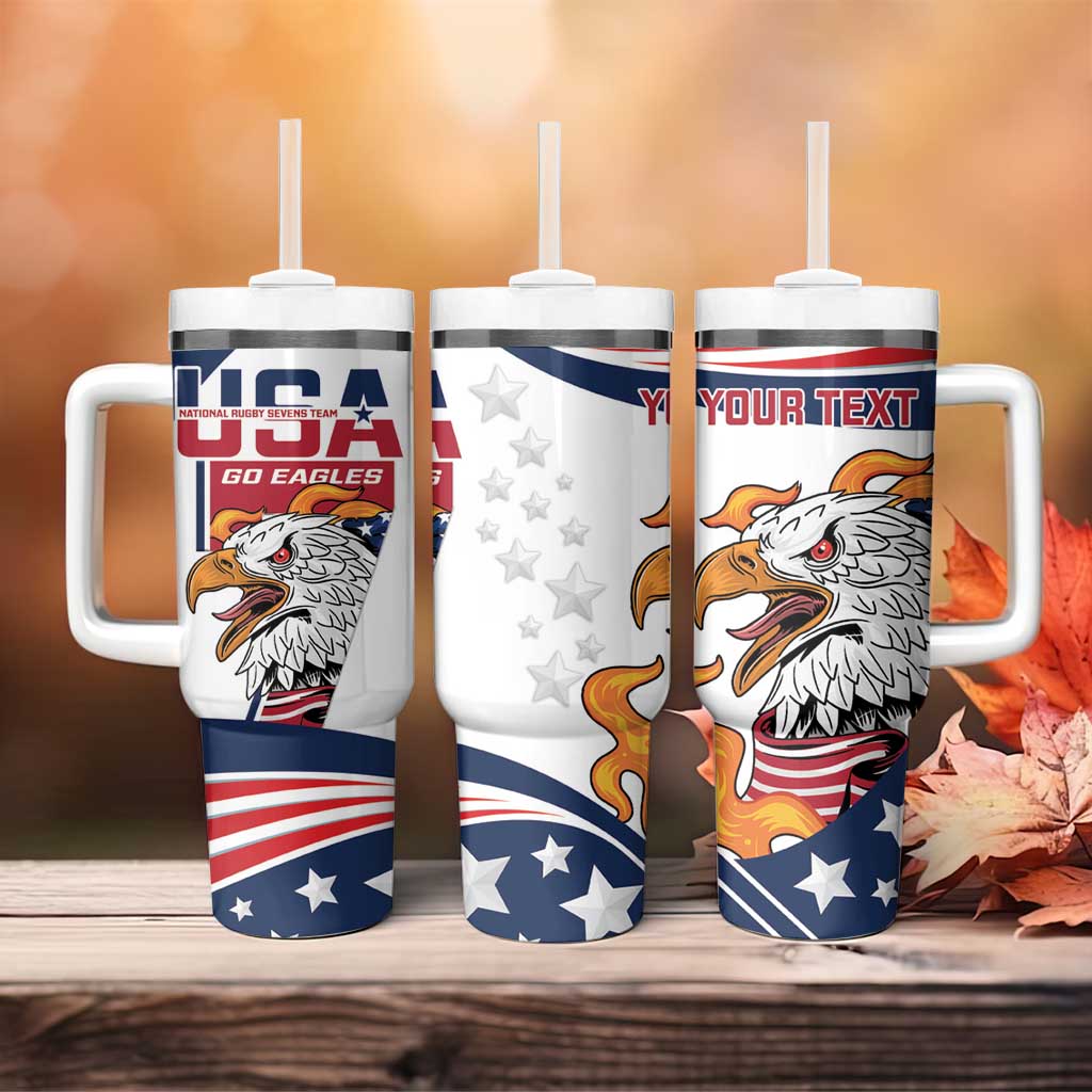 Custom USA Rugby Sevens Tumbler With Handle Go Eagles Flag Style - Wonder Print Shop