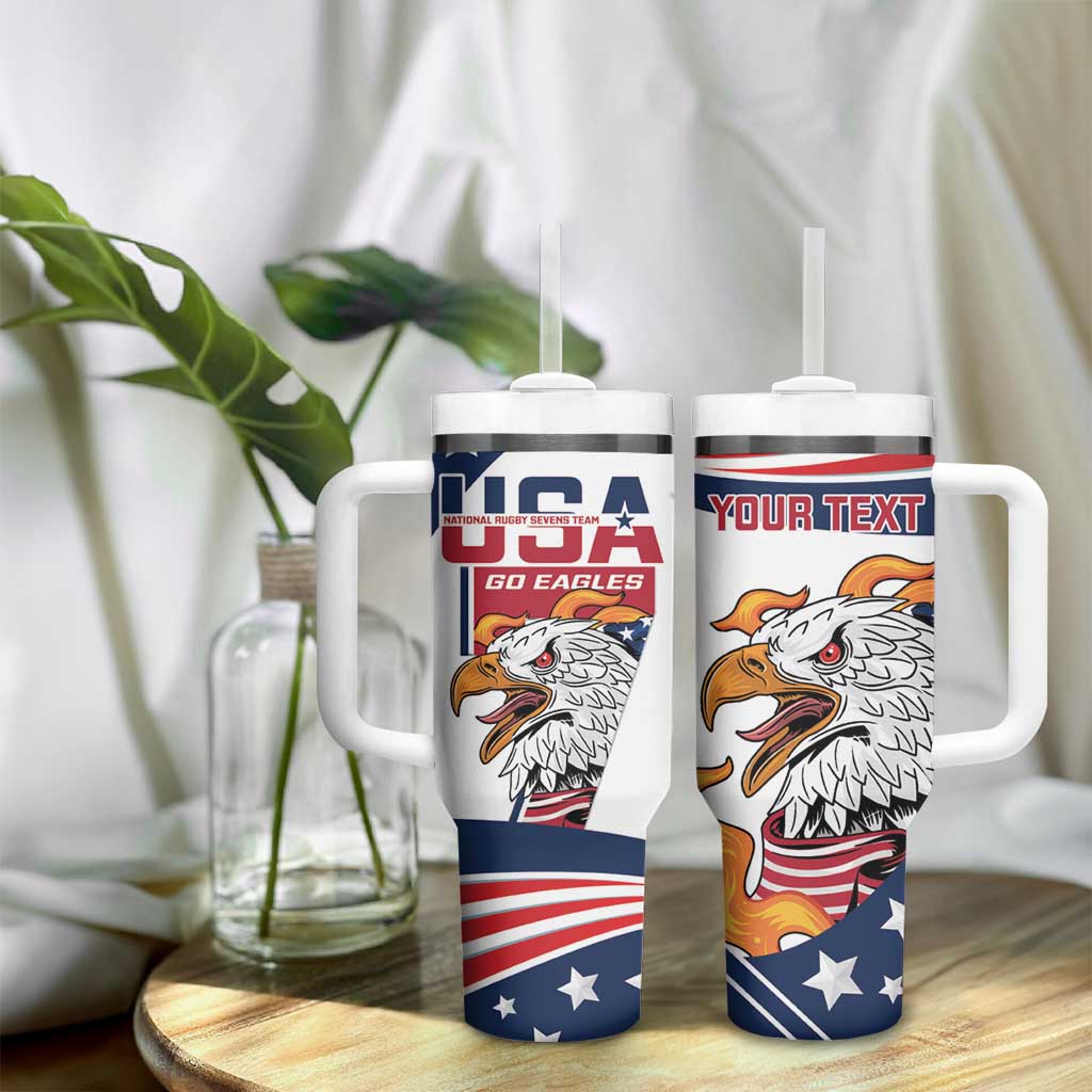 Custom USA Rugby Sevens Tumbler With Handle Go Eagles Flag Style - Wonder Print Shop