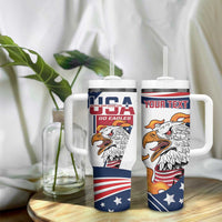 Custom USA Rugby Sevens Tumbler With Handle Go Eagles Flag Style - Wonder Print Shop
