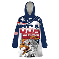 Custom USA Rugby Sevens Wearable Blanket Hoodie Go Eagles Flag Style - Wonder Print Shop