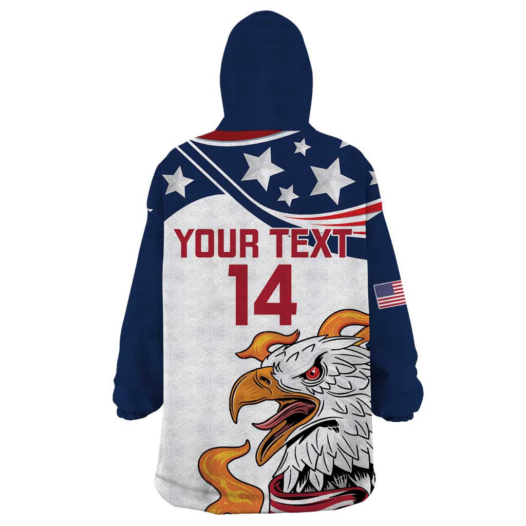 Custom USA Rugby Sevens Wearable Blanket Hoodie Go Eagles Flag Style - Wonder Print Shop