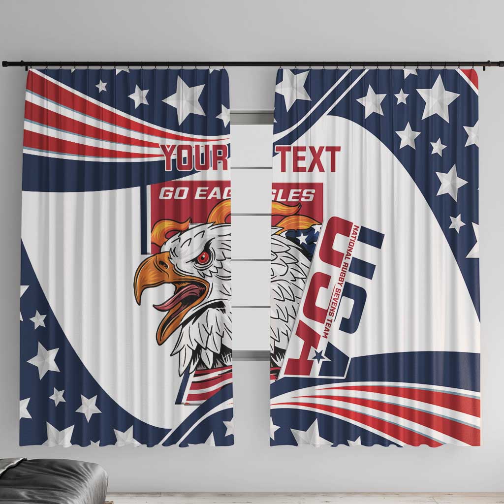 Custom USA Rugby Sevens Window Curtain Go Eagles Flag Style - Wonder Print Shop