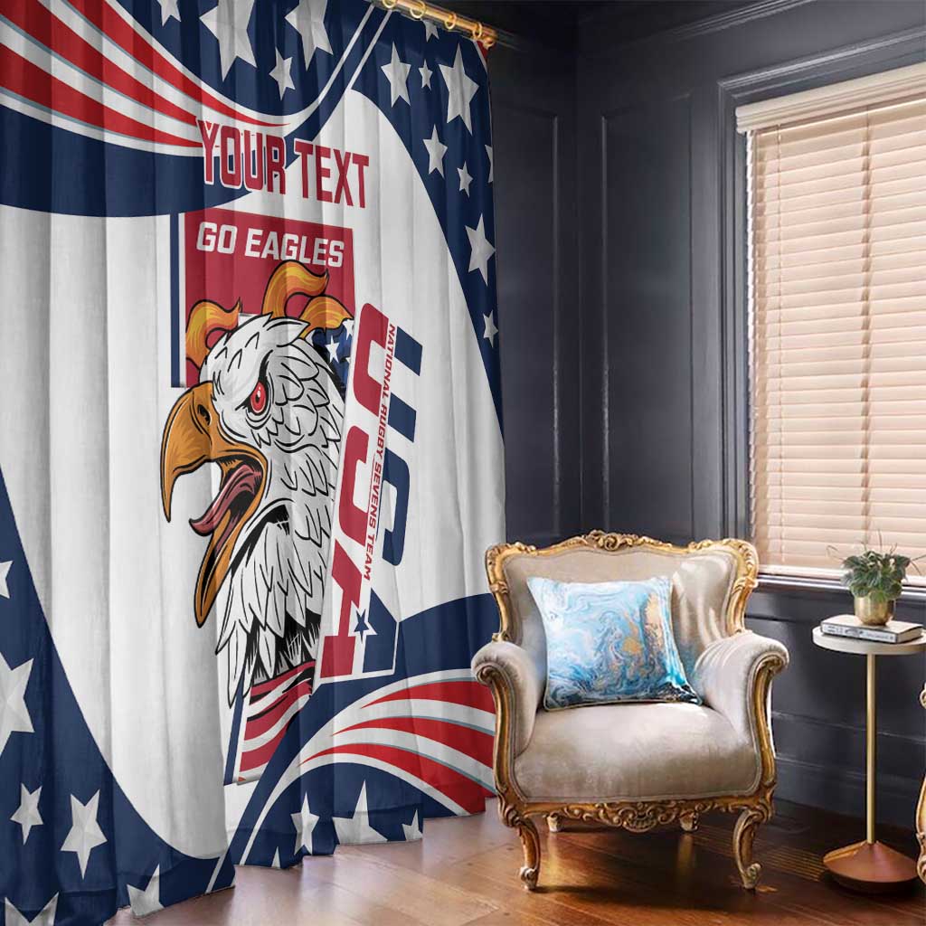 Custom USA Rugby Sevens Window Curtain Go Eagles Flag Style - Wonder Print Shop