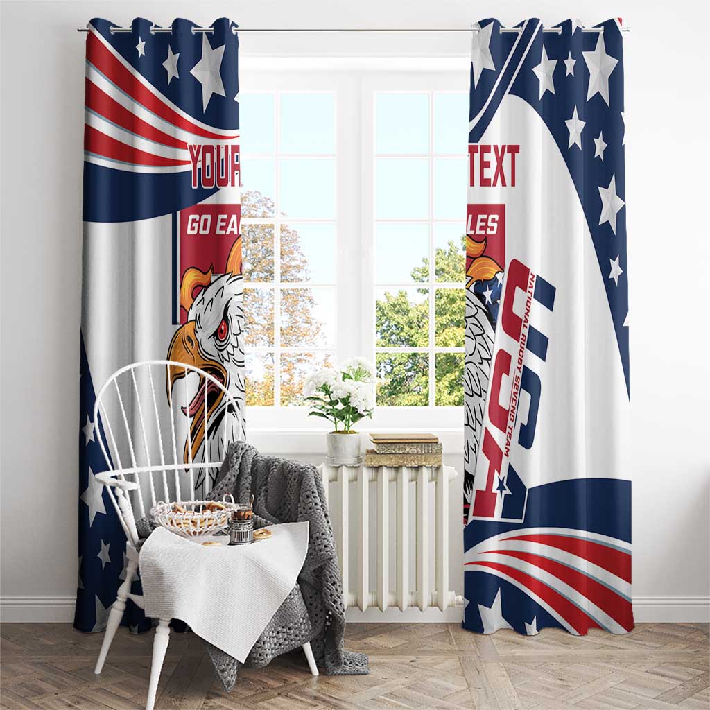 Custom USA Rugby Sevens Window Curtain Go Eagles Flag Style - Wonder Print Shop