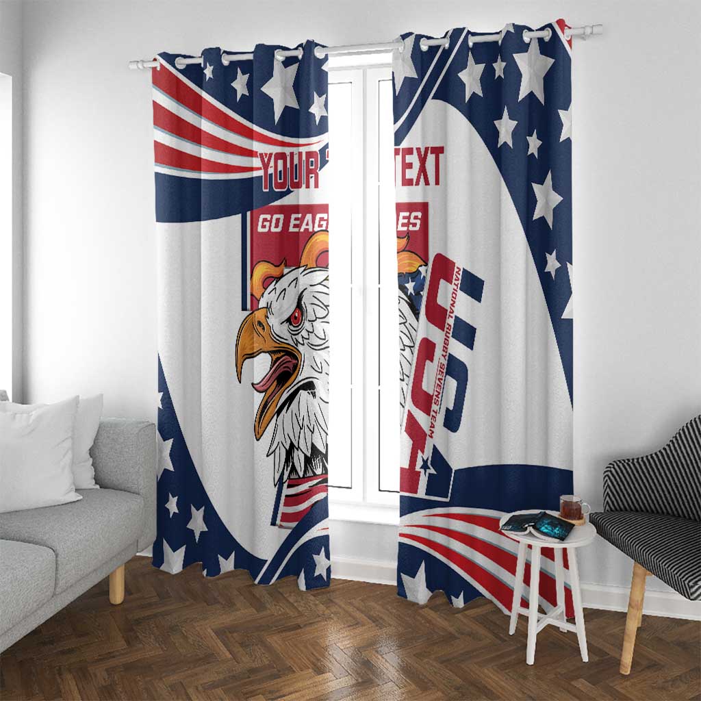 Custom USA Rugby Sevens Window Curtain Go Eagles Flag Style - Wonder Print Shop