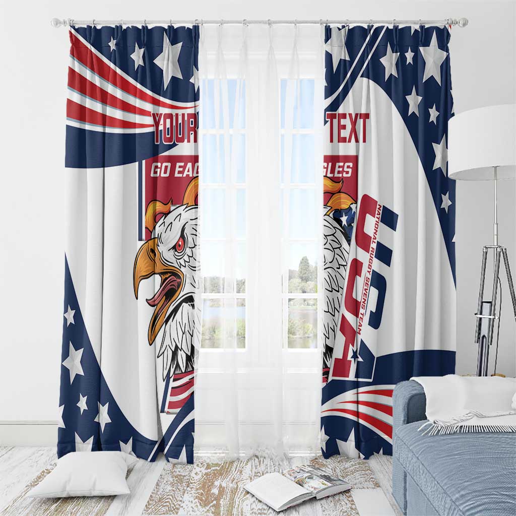 Custom USA Rugby Sevens Window Curtain Go Eagles Flag Style - Wonder Print Shop