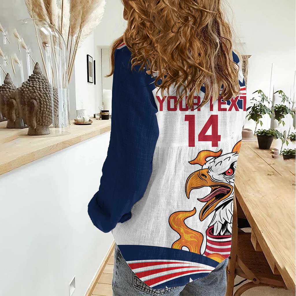 Custom USA Rugby Sevens Women Casual Shirt Go Eagles Flag Style - Wonder Print Shop