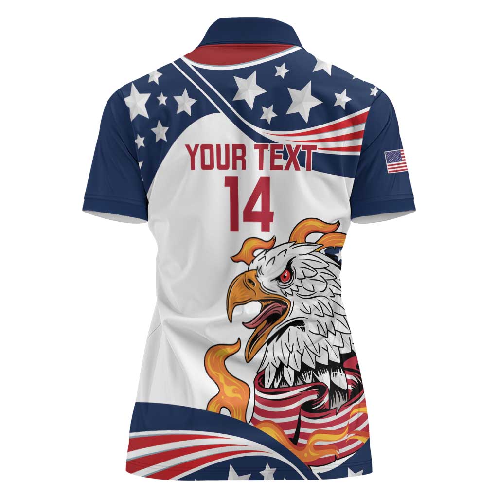 Custom USA Rugby Sevens Women Polo Shirt Go Eagles Flag Style - Wonder Print Shop