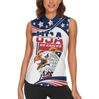 Custom USA Rugby Sevens Women Sleeveless Polo Shirt Go Eagles Flag Style - Wonder Print Shop