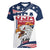 Custom USA Rugby Sevens Women V-Neck T-Shirt Go Eagles Flag Style - Wonder Print Shop