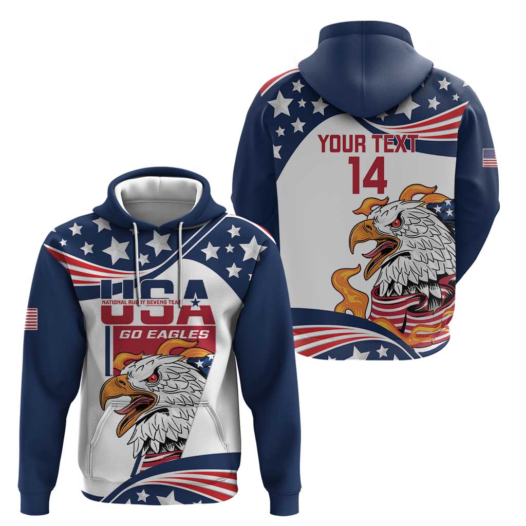 Custom USA Rugby Sevens Zip Hoodie Go Eagles Flag Style - Wonder Print Shop