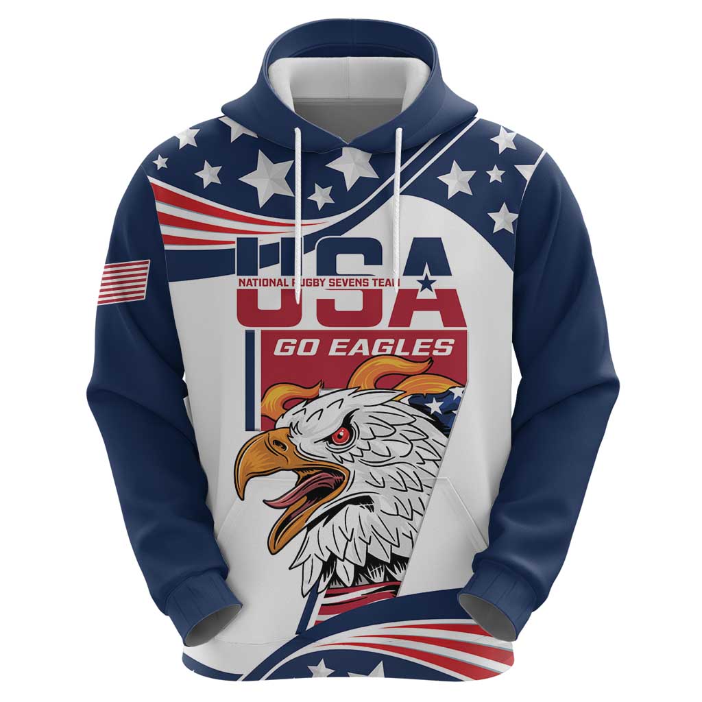 Custom USA Rugby Sevens Zip Hoodie Go Eagles Flag Style - Wonder Print Shop