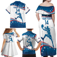 Custom USA Basketball Family Matching Off Shoulder Maxi Dress and Hawaiian Shirt 2024 Go Dream Team Curve Style - Wonder Print Shop