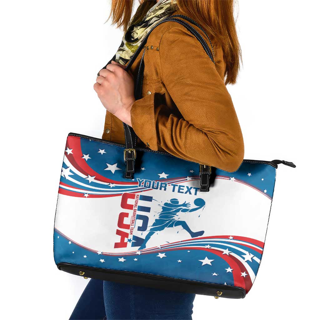 Custom USA Basketball Leather Tote Bag 2024 Go Dream Team Curve Style - Wonder Print Shop