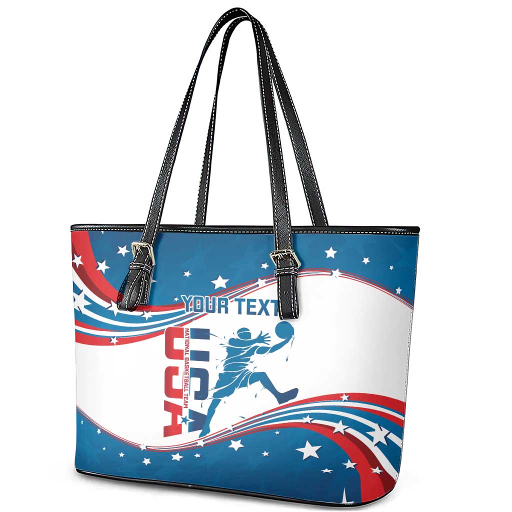 Custom USA Basketball Leather Tote Bag 2024 Go Dream Team Curve Style - Wonder Print Shop