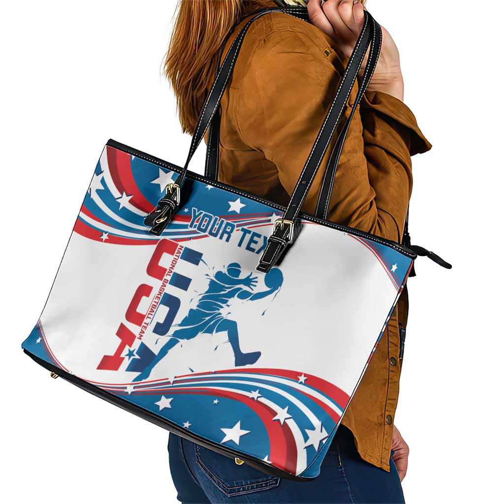 Custom USA Basketball Leather Tote Bag 2024 Go Dream Team Curve Style - Wonder Print Shop