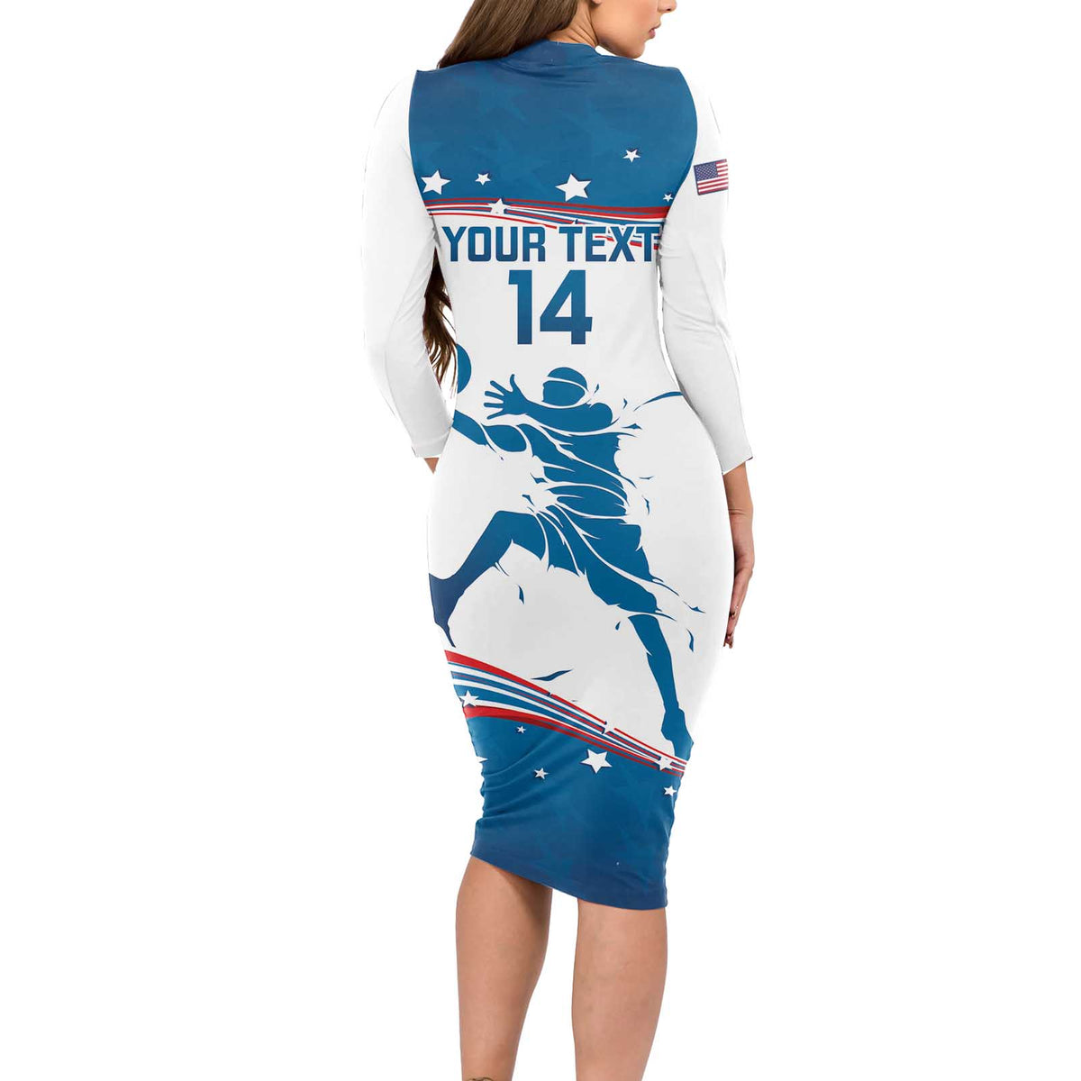 Custom USA Basketball Long Sleeve Bodycon Dress 2024 Go Dream Team Curve Style - Wonder Print Shop