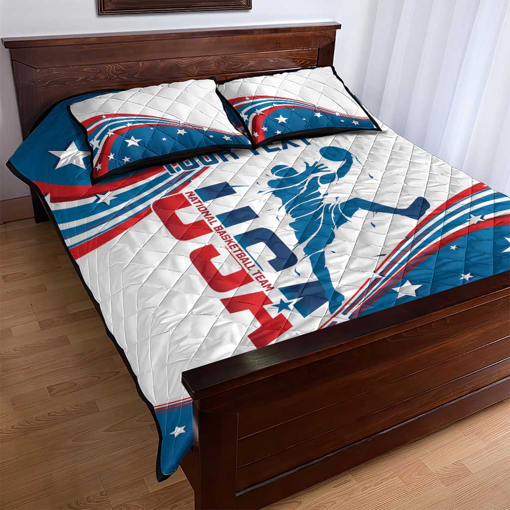 Custom USA Basketball Quilt Bed Set 2024 Go Dream Team Curve Style - Wonder Print Shop