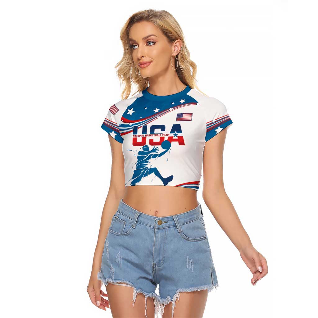 Custom USA Basketball Raglan Cropped T Shirt 2024 Go Dream Team Curve Style - Wonder Print Shop