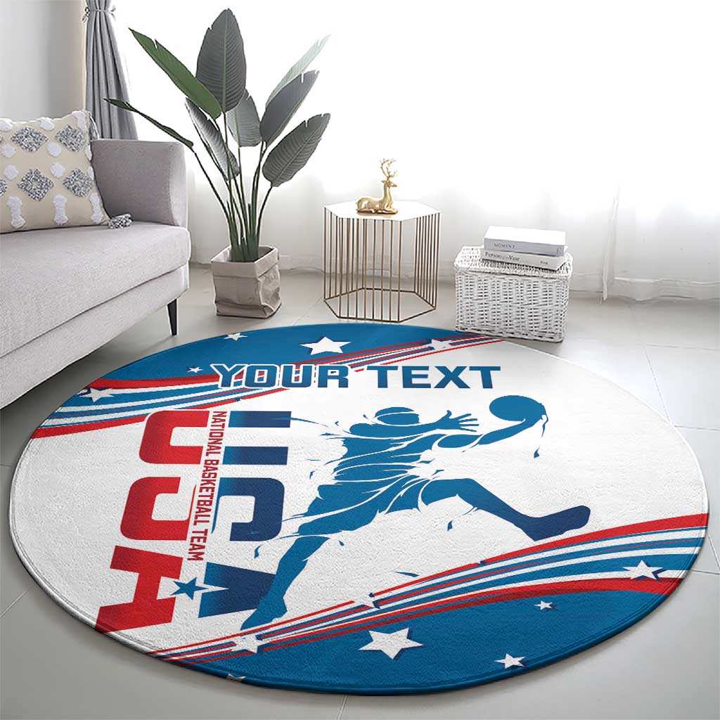 Custom USA Basketball Round Carpet 2024 Go Dream Team Curve Style