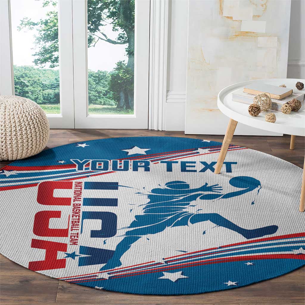 Custom USA Basketball Round Carpet 2024 Go Dream Team Curve Style