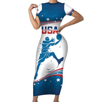 Custom USA Basketball Short Sleeve Bodycon Dress 2024 Go Dream Team Curve Style - Wonder Print Shop