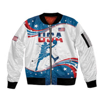 Custom USA Basketball Sleeve Zip Bomber Jacket 2024 Go Dream Team Curve Style - Wonder Print Shop