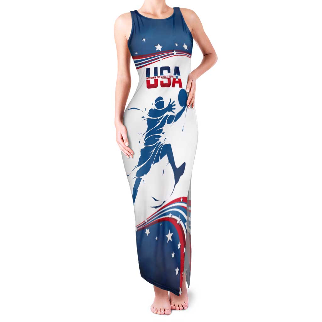 Custom USA Basketball Tank Maxi Dress 2024 Go Dream Team Curve Style - Wonder Print Shop