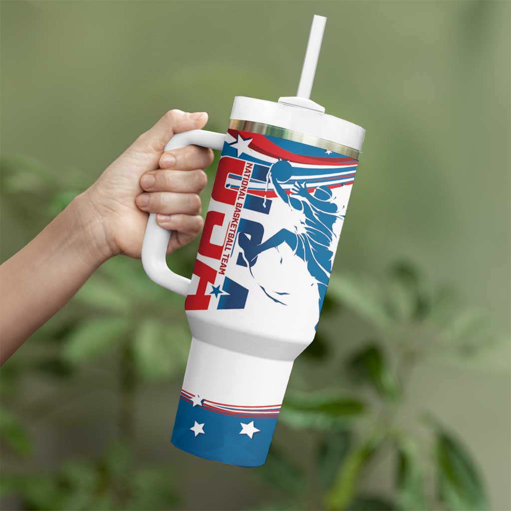 USA Basketball Tumbler With Handle 2024 Go Dream Team Curve Style - Wonder Print Shop
