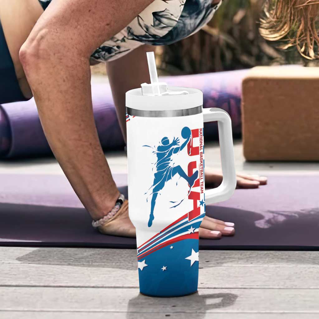 USA Basketball Tumbler With Handle 2024 Go Dream Team Curve Style - Wonder Print Shop