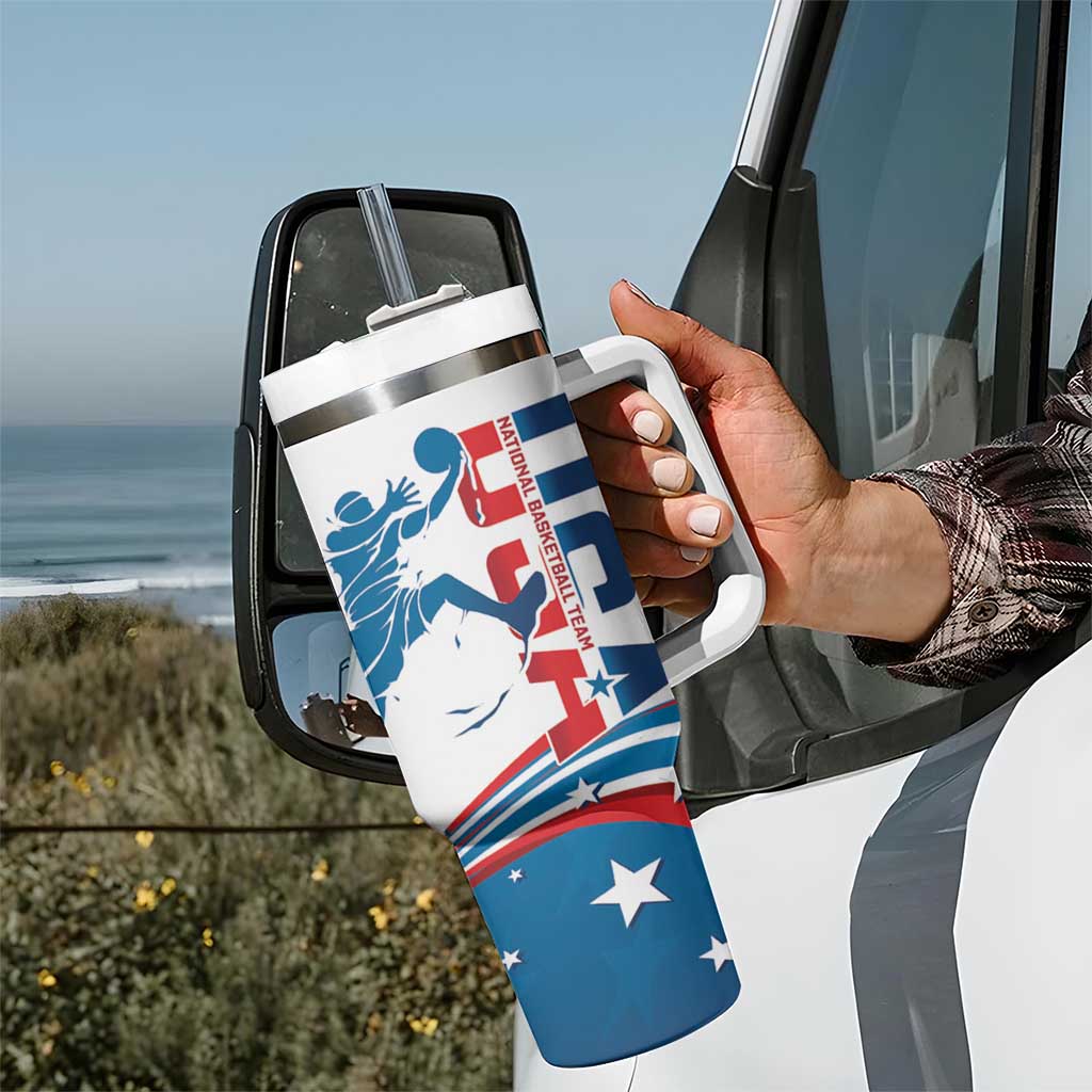 USA Basketball Tumbler With Handle 2024 Go Dream Team Curve Style - Wonder Print Shop