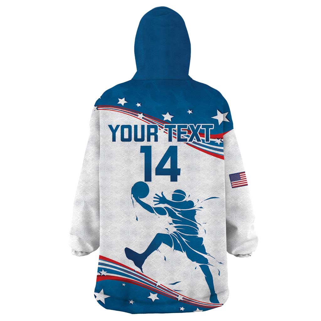 Custom USA Basketball Wearable Blanket Hoodie 2024 Go Dream Team Curve Style - Wonder Print Shop