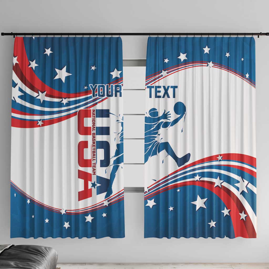 Custom USA Basketball Window Curtain 2024 Go Dream Team Curve Style - Wonder Print Shop