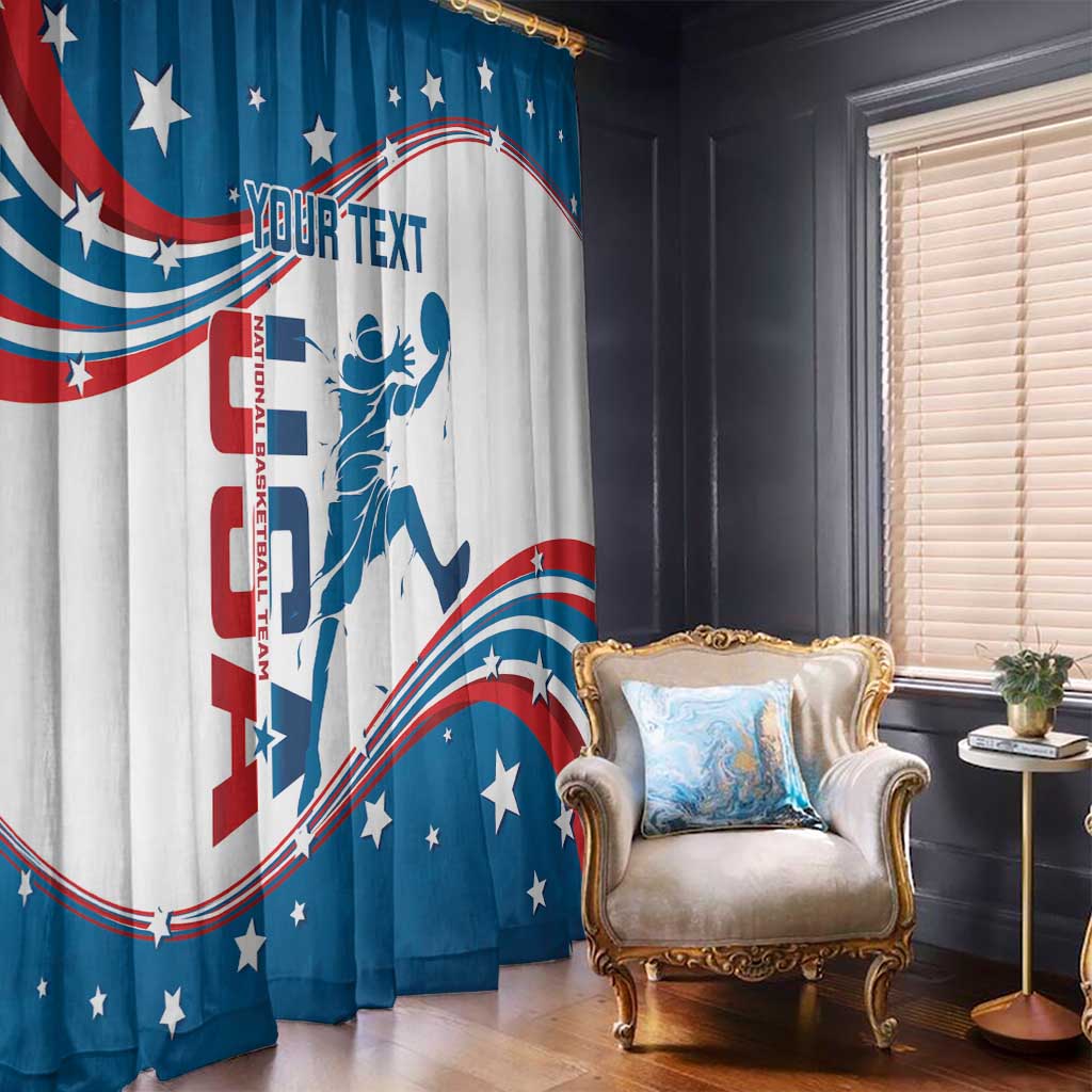 Custom USA Basketball Window Curtain 2024 Go Dream Team Curve Style - Wonder Print Shop