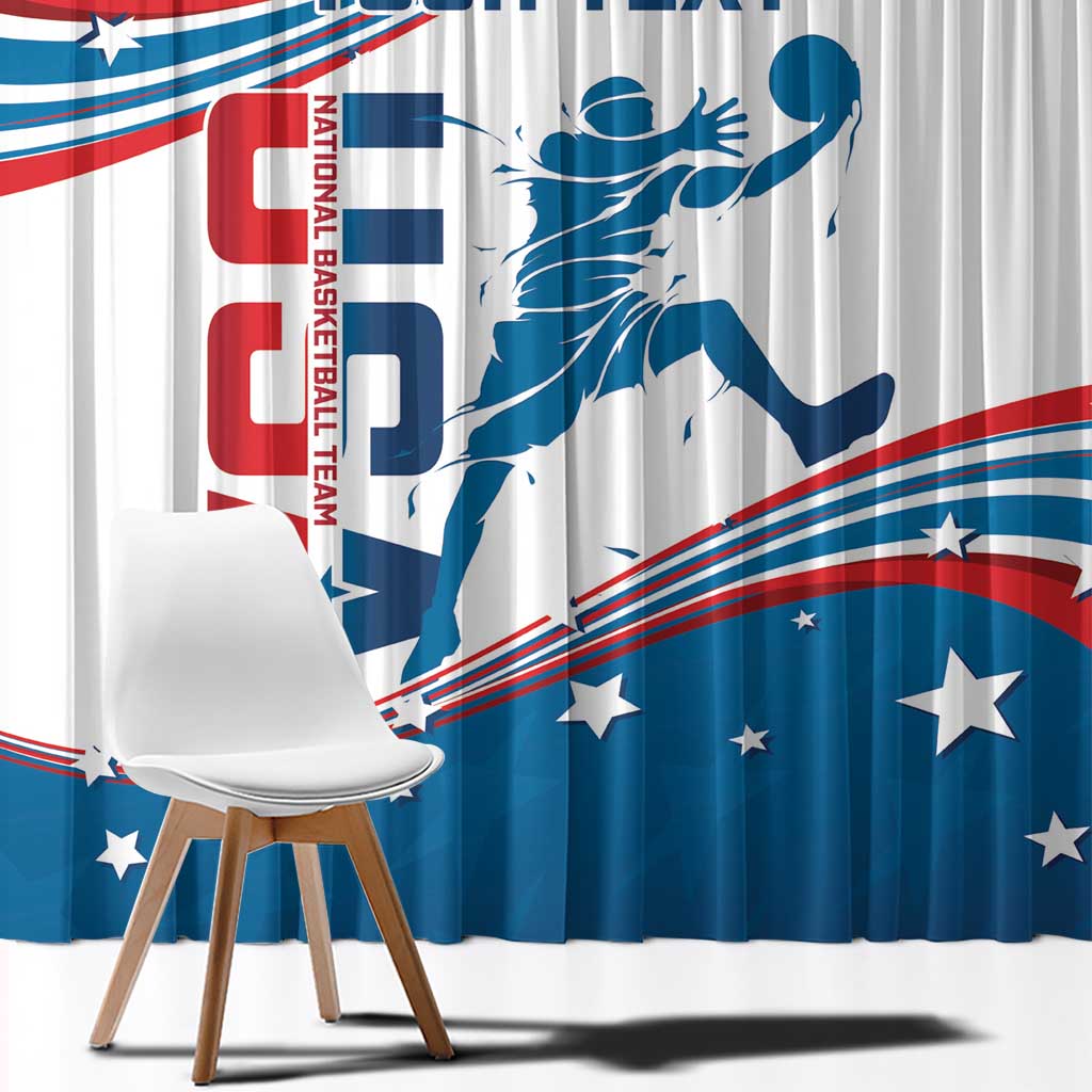 Custom USA Basketball Window Curtain 2024 Go Dream Team Curve Style - Wonder Print Shop